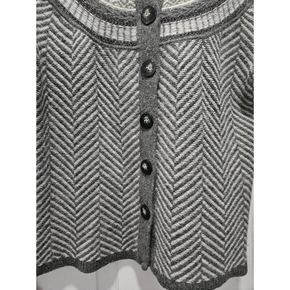 Vintage Talbots Fair Isle Cardigan Sweater Gray Size S Lambs Wool Angora Rabbit - Picture 5 of 9